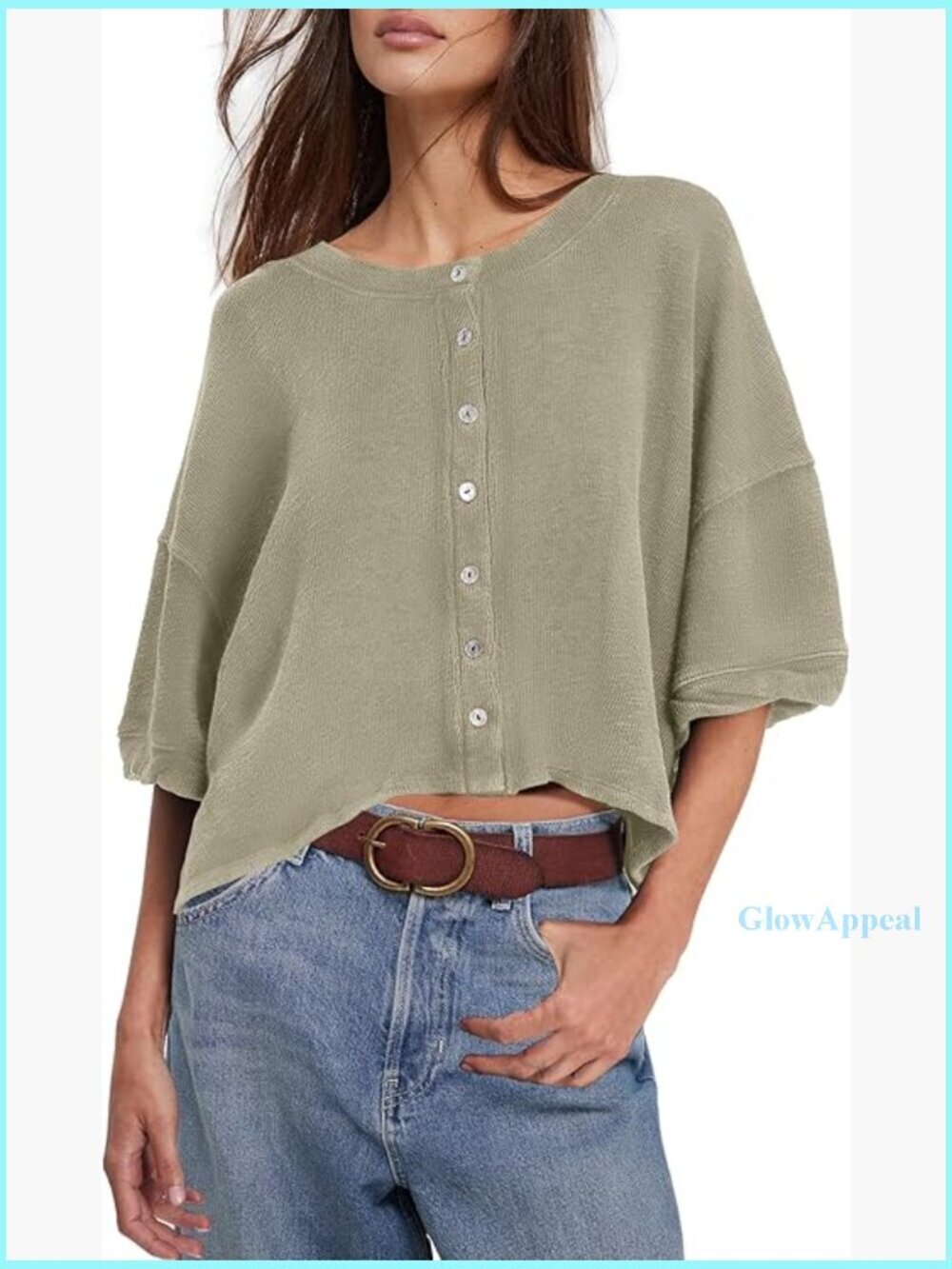 Cropped Cardigan Short Sleeve Button Up Lightweight Oversized Women's Sweater